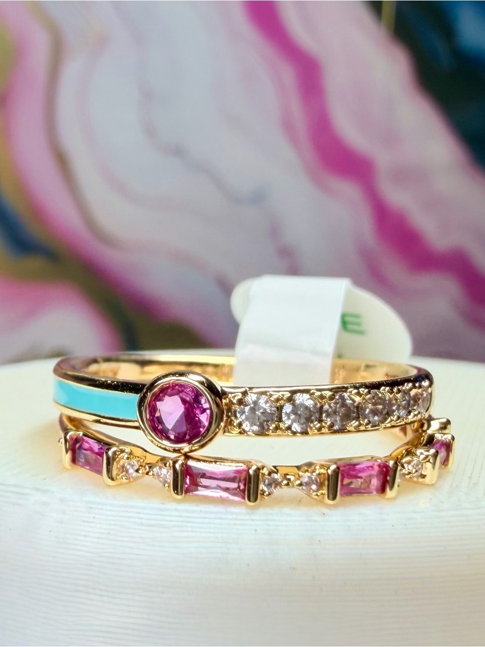 Bomb Party OG Enamel Ring- The Aurella Ring, Size 8 on Gold RG11406